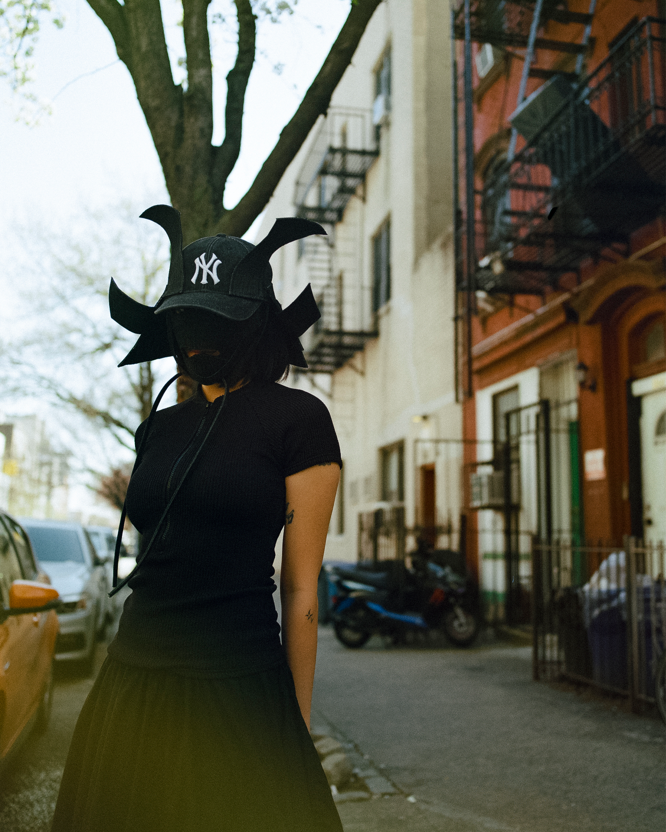 NY Samurai (Hat + Oni Mask) - Black Denim
